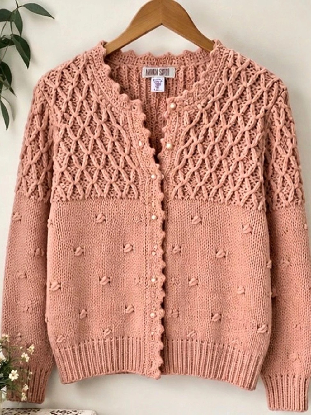 Vintage Cottagecore Knit Cardigan in Pink